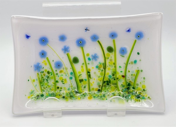 Soap Dish/Spoon Rest-Blue Flowers