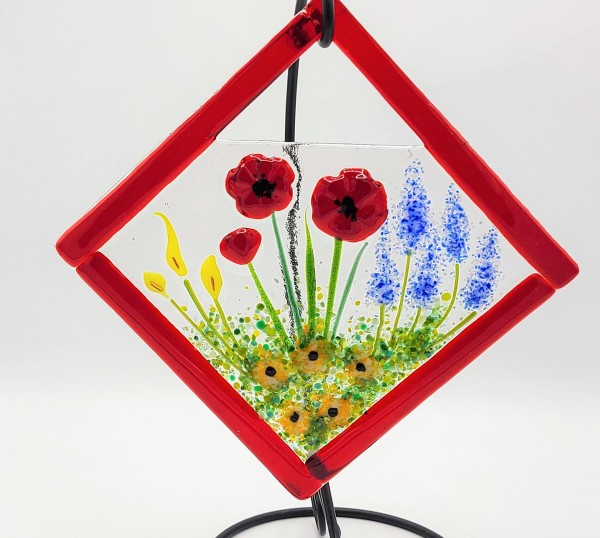 Garden Hanger-Diagonal with Poppies, Callas, Delphiniums by Kathy Kollenburn