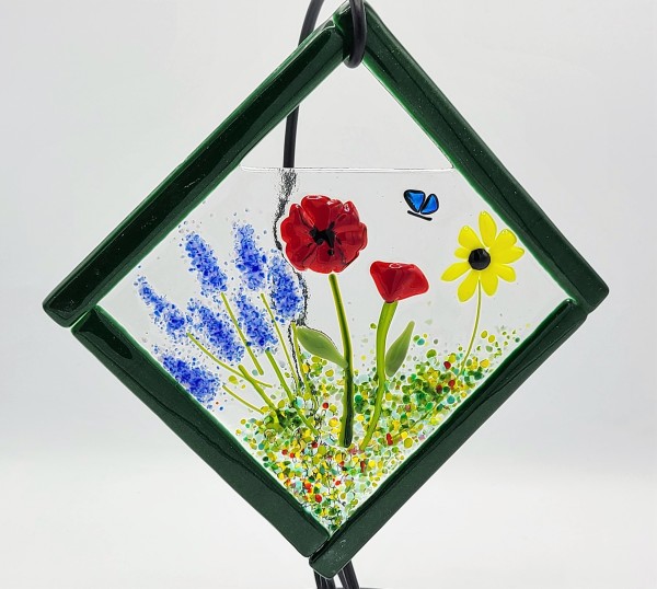Garden Hanger-Diagonal, Delphiniums, Poppies, & Daisy by Kathy Kollenburn