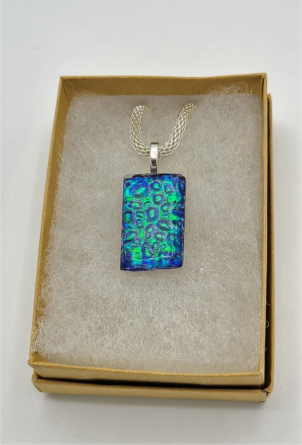 Necklace-Blue/Green Pebble Dichroic