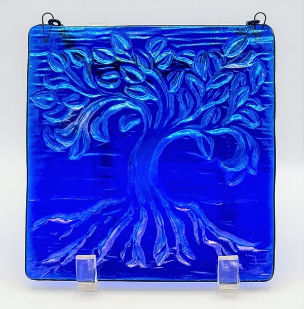 Garden Hanger-Tree of Life, Small, Blue Irid by Kathy Kollenburn
