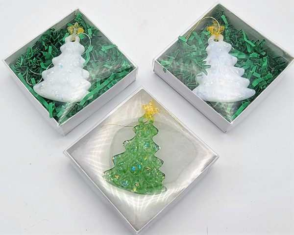 Christmas Tree Ornament with Dichroic Accents by Kathy Kollenburn