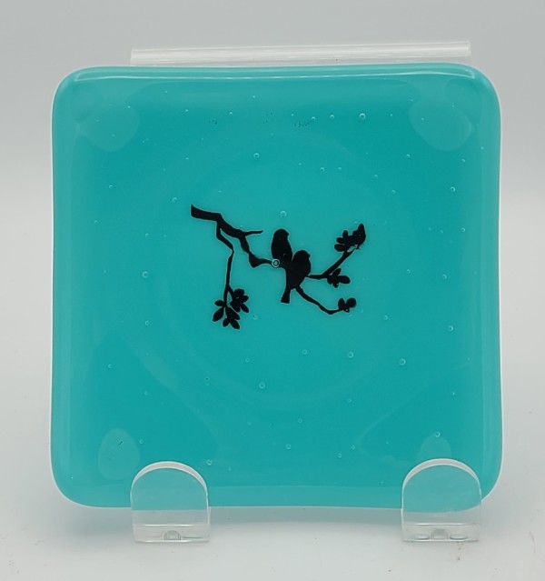Small Plate with Love Birds on Turquoise