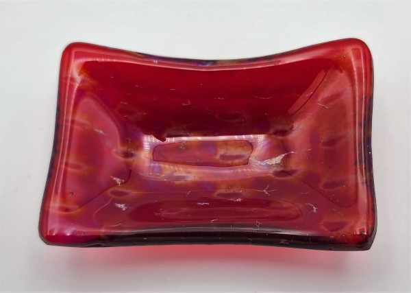 Trinket Dish with Patterned Irid in Red