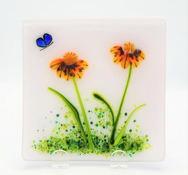 Plate-Echinacea Garden with Butterfly by Kathy Kollenburn