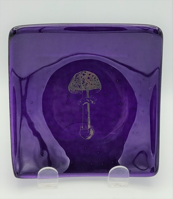 Plate with Platinum Mushroom on Purple