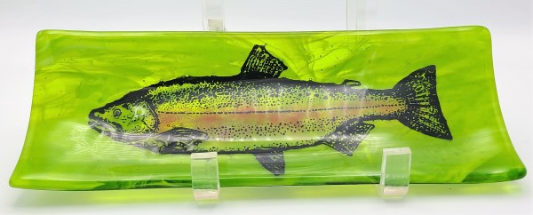 Long Tray with Rainbow Trout in Green Streaky