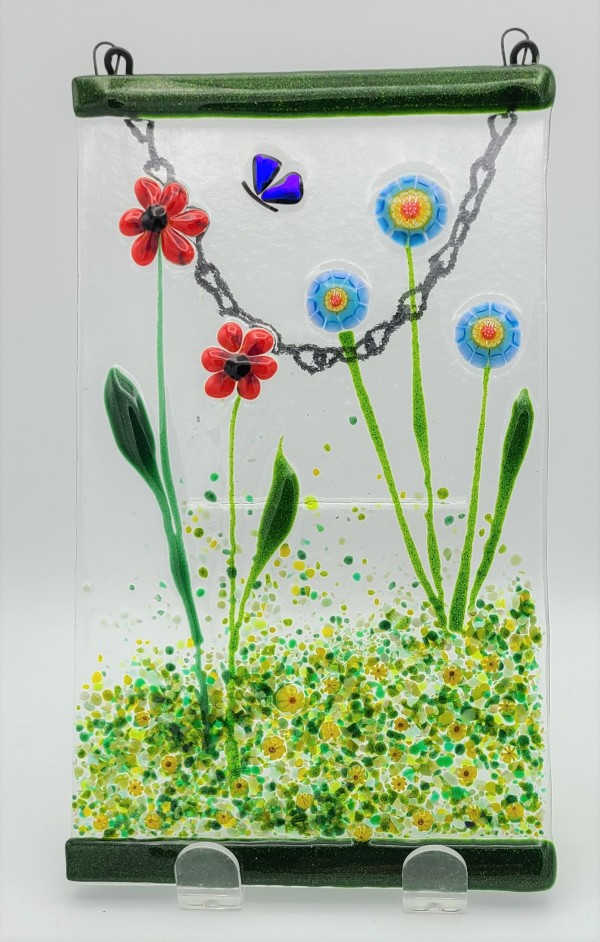 Garden Hanger-Red Flowers with Blue/Yellow Flowers