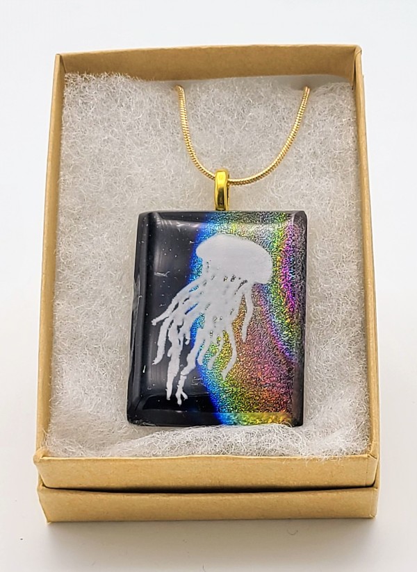 Necklace-Jellyfish on Dichroic Rainbow by Kathy Kollenburn