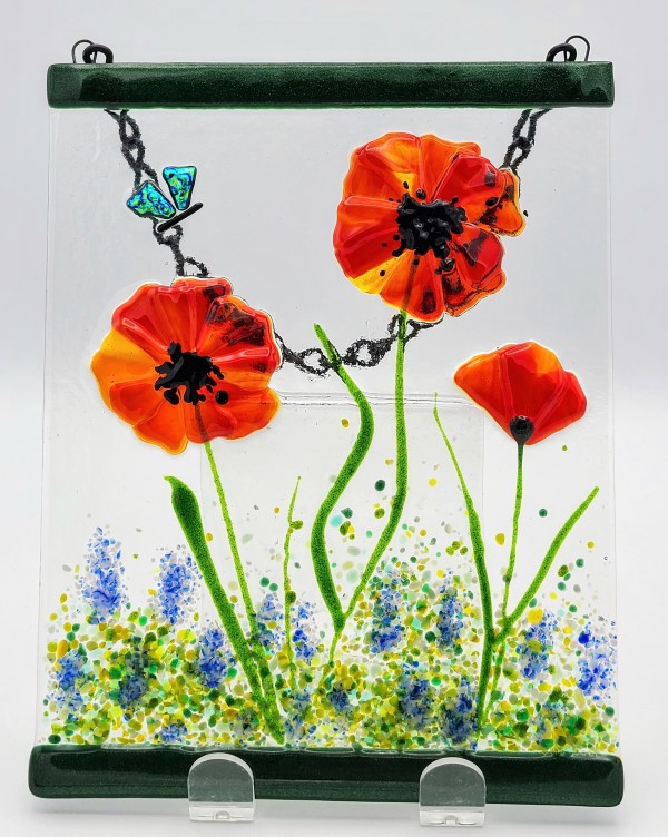 Garden Hanger-Red Poppies with Butterfly