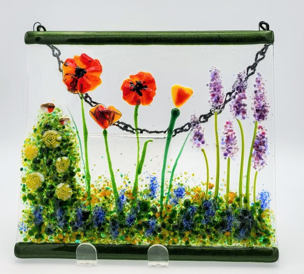 Garden Hanger with Yellow Roses, Red Poppies, Lavender by Kathy Kollenburn