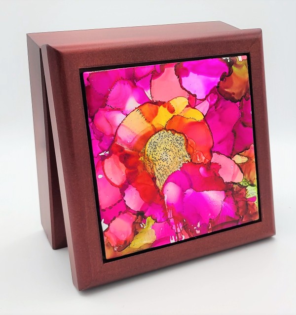 Treasure Box-Small, Rosewood with Tile by Kathy Kollenburn