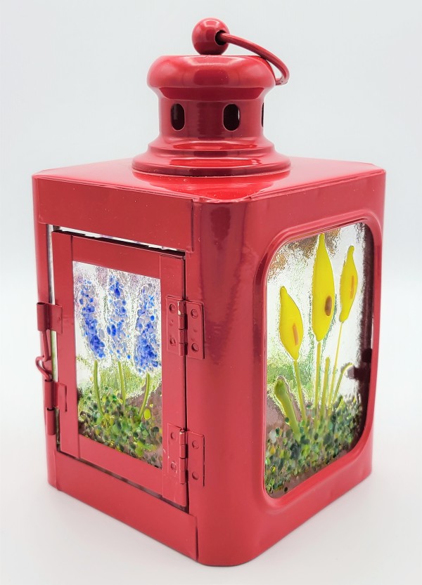 Lantern-Red with Floral Panels