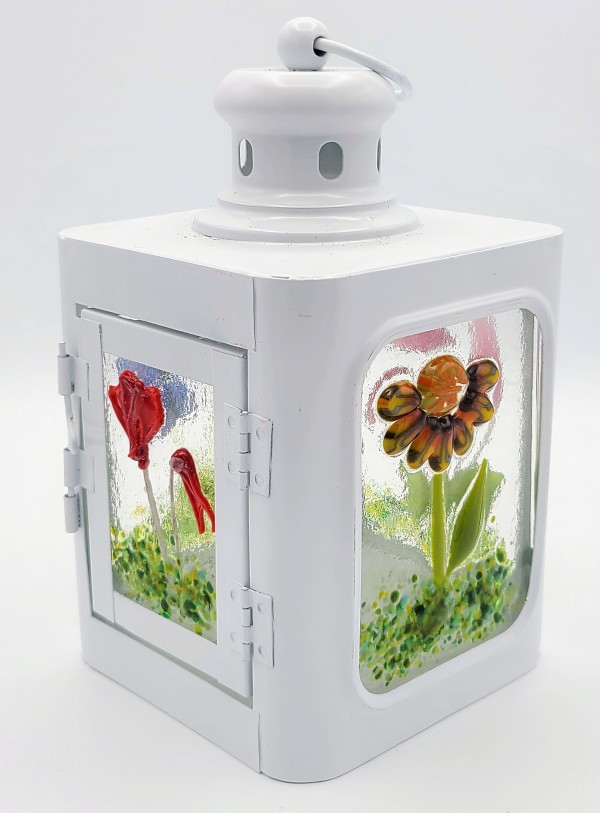 Lantern-White with Botanical Panels