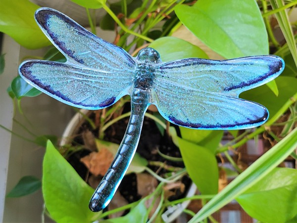 Plant Pick-Dragonfly in Blues by Kathy Kollenburn