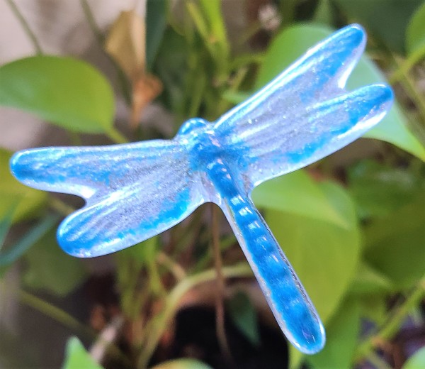 Plant Pick-Dragonfly, Small in Blues by Kathy Kollenburn