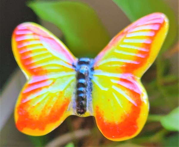 Plant Pick-Butterfly, Small in Orange, Yellow, Black by Kathy Kollenburn