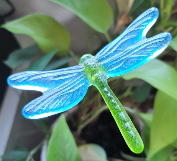 Plant Pick-Dragonfly, Small in Turquoise/Green by Kathy Kollenburn