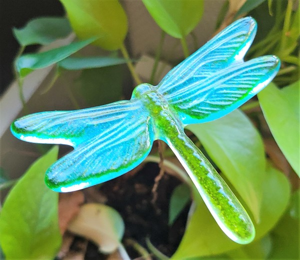 Plant Pick-Dragonfly, Medium in Turquoise/Green