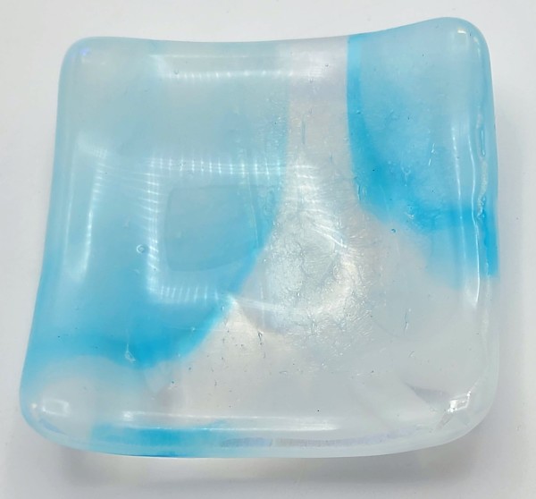 Small Plate-Turquoise/White Streaky Irid by Kathy Kollenburn