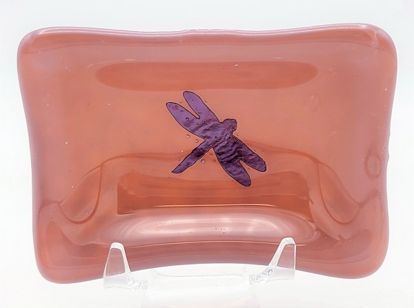 Trinket Dish-Copper Dragonfly on Lilac by Kathy Kollenburn