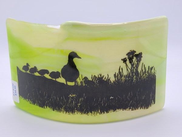 Curve-Duck Meadow on Green/White Streaky by Kathy Kollenburn
