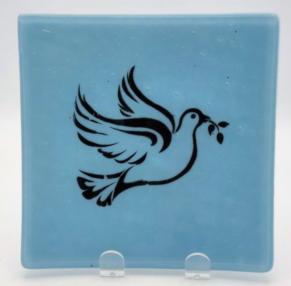 Plate-Dove of Peace on Powder Blue by Kathy Kollenburn