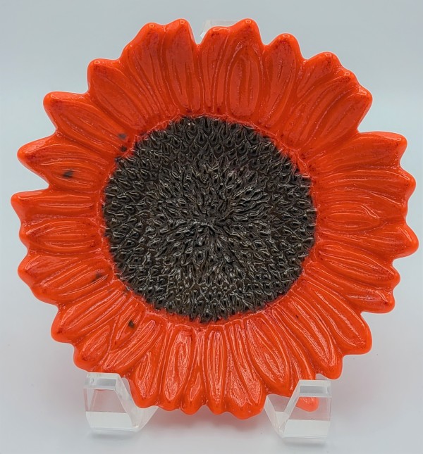 Sunflower Dish-Orange/Black by Kathy Kollenburn