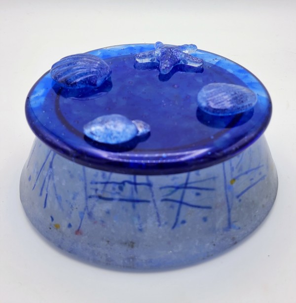 Box in Blues with Shell Adornments by Kathy Kollenburn