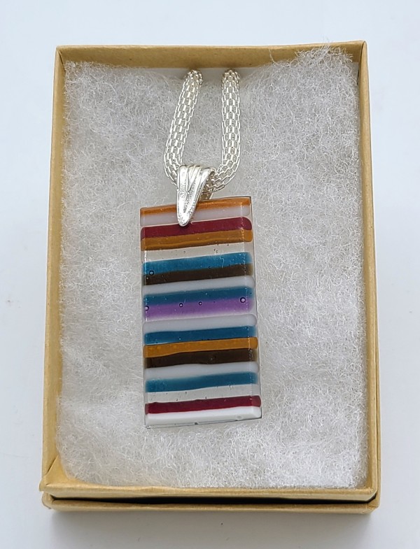 Necklace-Brown/Blue Lines by Kathy Kollenburn