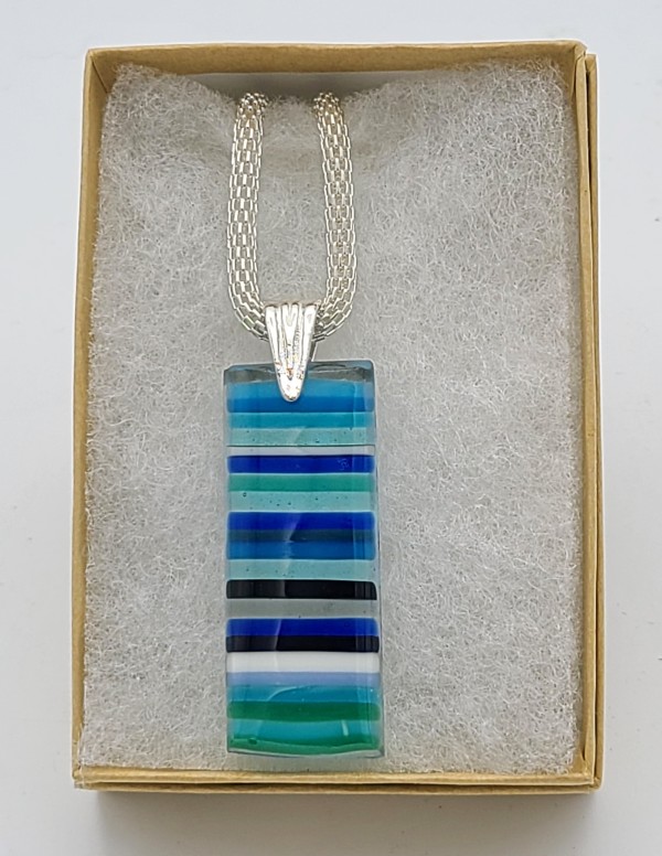 Necklace-Blue Lines by Kathy Kollenburn