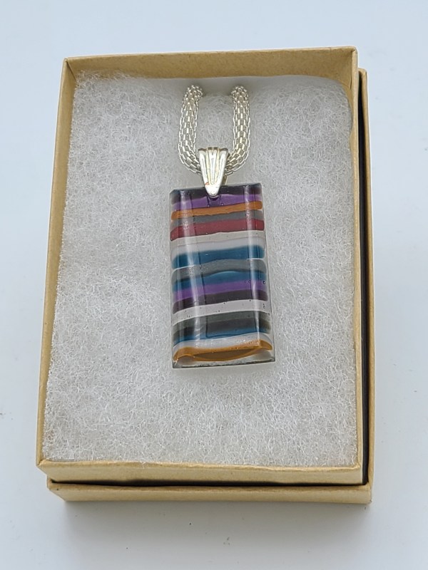 Necklace-Brown/Blue/Gray Lines by Kathy Kollenburn