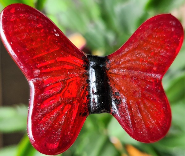 Plant Pick-Red/Black Butterfly, Small by Kathy Kollenburn