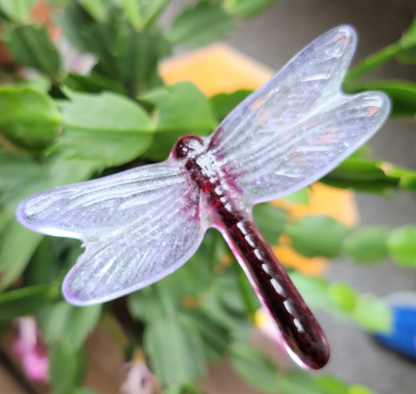 Plant Pick, Dragonfly, Small-Plum/NeoLavender by Kathy Kollenburn