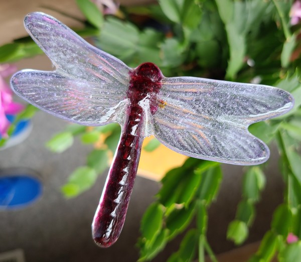 Plant Pick, Dragonfly, Medium-Plum/NeoLavender by Kathy Kollenburn