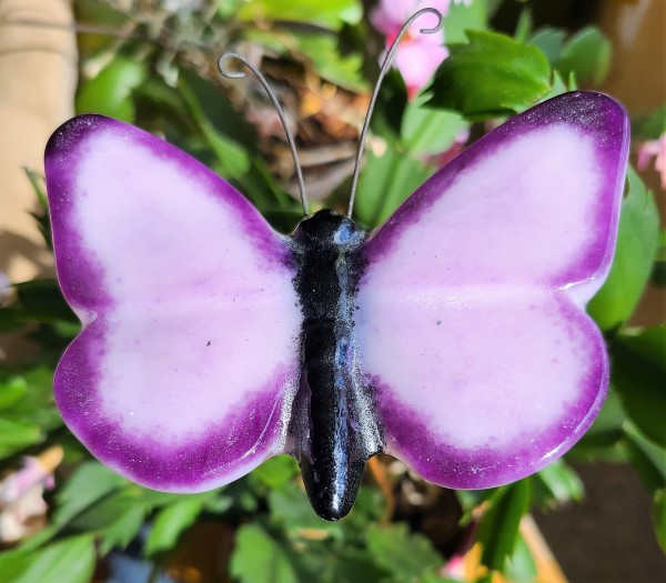 Plant Pick, Butterfly, Large-Pink/Purple/Black by Kathy Kollenburn