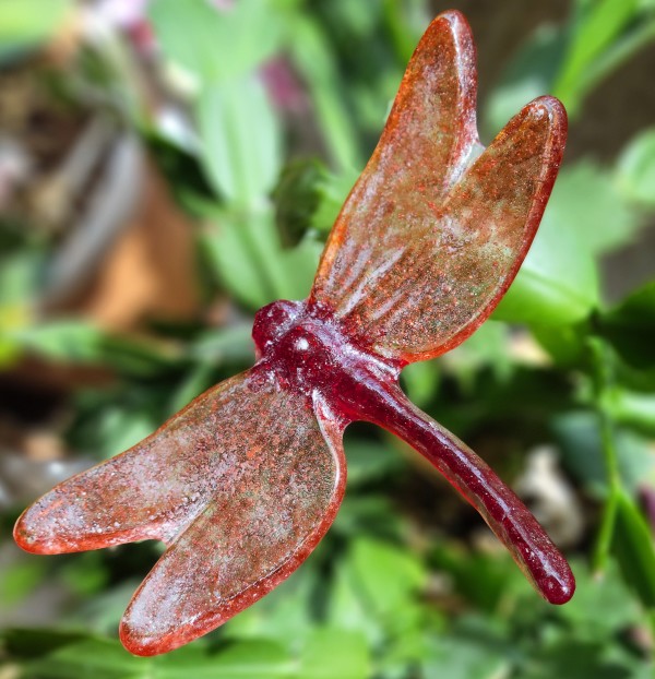 Plant Pick, Dragonfly, Large-Reds by Kathy Kollenburn