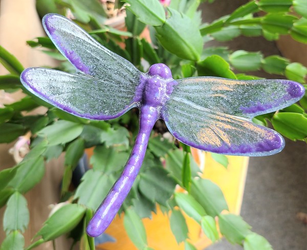 Plant Pick, Dragonfly, Large-Purples by Kathy Kollenburn