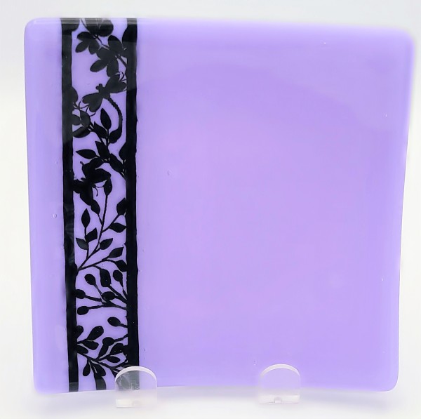 Small Plate with Floral Border Design in Neo-Lavender by Kathy Kollenburn