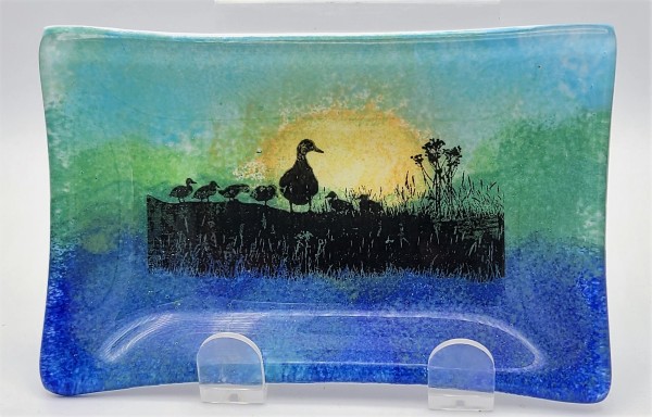 Soap Dish/Spoon Rest-Duck Family at Sunset by Kathy Kollenburn