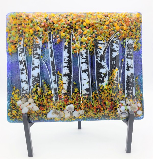 Birch Forest Panel in Autumn with Stand by Kathy Kollenburn