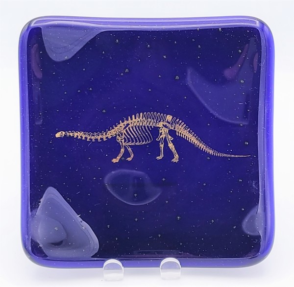 Plate-Purple with Gold Brontosaurus by Kathy Kollenburn