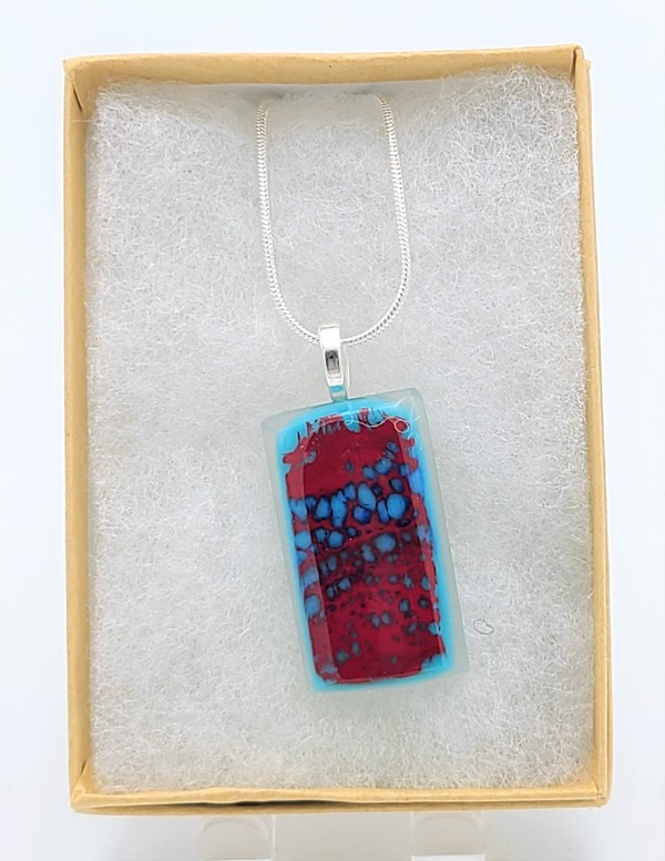 Necklace-Turquoise/Red Splatter by Kathy Kollenburn