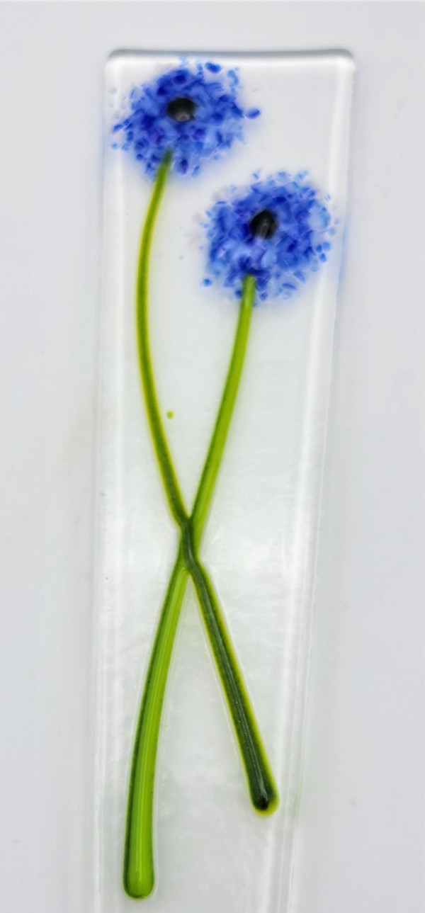 Plant Stake-Blue Pom Flowers by Kathy Kollenburn
