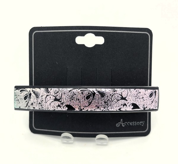 Barrette-Etched Butterfly Pattern on Silver Dichroic by Kathy Kollenburn