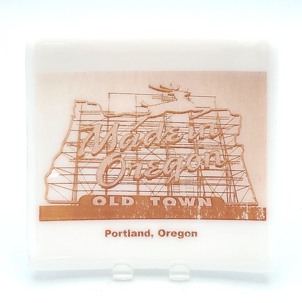 Small Plate-Old Town Portland on White by Kathy Kollenburn