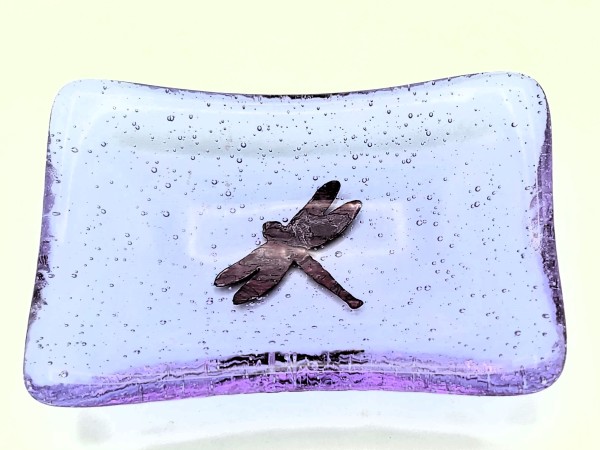 Trinket Dish-Copper Dragonfly in Neo-Lavender by Kathy Kollenburn