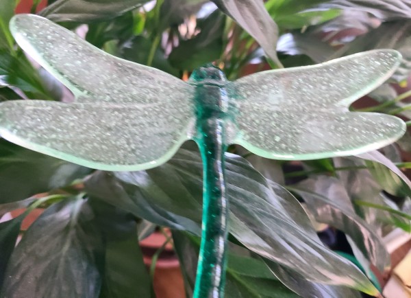 Plant Pick-Dragonfly, Large in Greens by Kathy Kollenburn