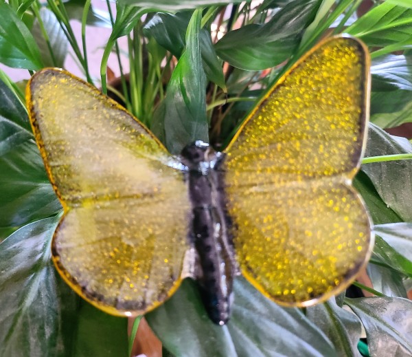 Plant Pick-Butterfly, Large-Yellow with Black Trim by Kathy Kollenburn