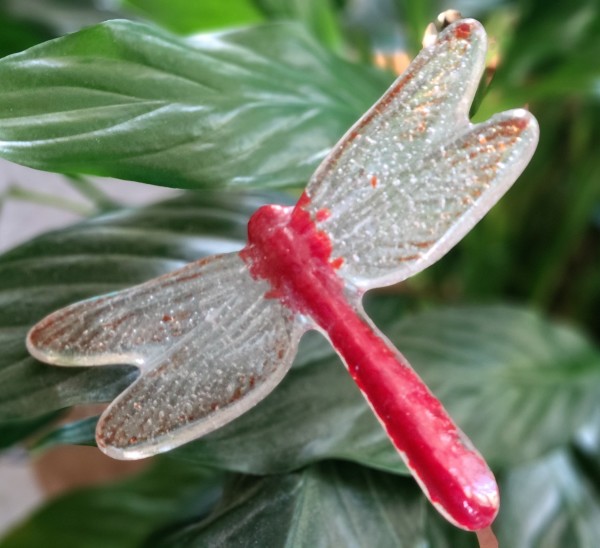 Plant Pick-Dragonfly, Small-Red with Clear Wings by Kathy Kollenburn